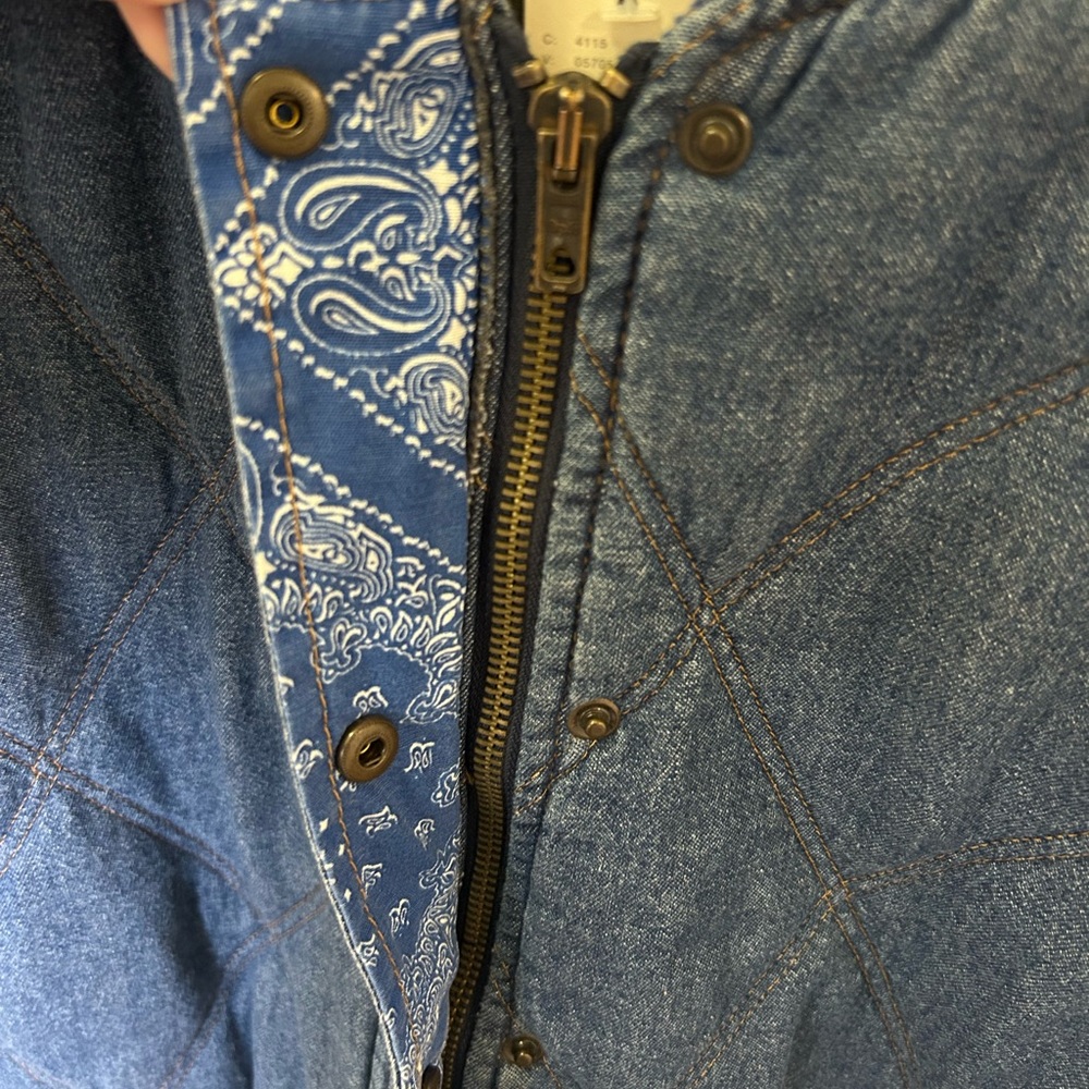 Anthropologie Lindy Quilted Denim Bomber Jacket in Indigo size Medium - Picture 2 of 15